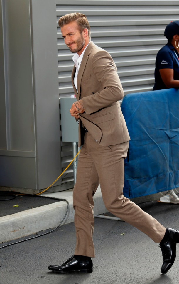 NEW YORK, NY - SEPTEMBER 13: David Beckham arrives at the Men's Final on day fourteen of the 2015 US Open at USTA Billie Jean King National Tennis Center on September 13, 2015 in the Flushing neighborhood of the Queens borough of New York City. (Photo by Jean Catuffe/GC Images)